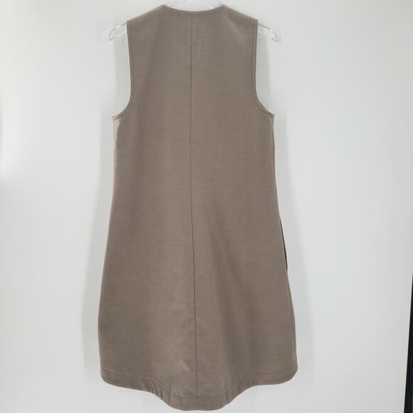 Valette Dress Womens Large Beige Zip Up Asymmetrical Hem Structured Pockets - Picture 2 of 8